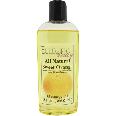 Sweet Orange Massage Oil by Eclectic Lady, 8 oz, Sweet Almond Oil and Jojoba Oil
