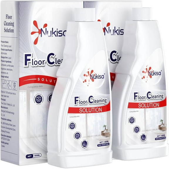 Sweet Orange Scent Floor Cleaning Solution Compatible With Roborock Robot Vacuum And Mop Cleaner Deep Cleans For Multiple Hard Floors, Suitable With All Robot Vacuums With Mopping (2 Bottle)