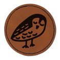 thumbnail image 1 of Sweet Owl Doodle 2.5" Faux Leather Round Engraved Iron-On Patch - Brown, 1 of 6