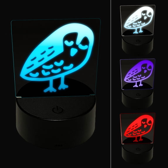 Sweet Owl Doodle LED Night Light Sign 3D Illusion Desk Nightstand Lamp