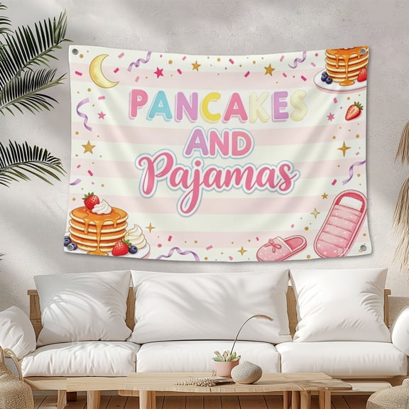 Sweet Pancakes Birthday Party Backdrops for Girls Pink Stripes Confetti Colorful Stars Photography Background 3.3*5FT