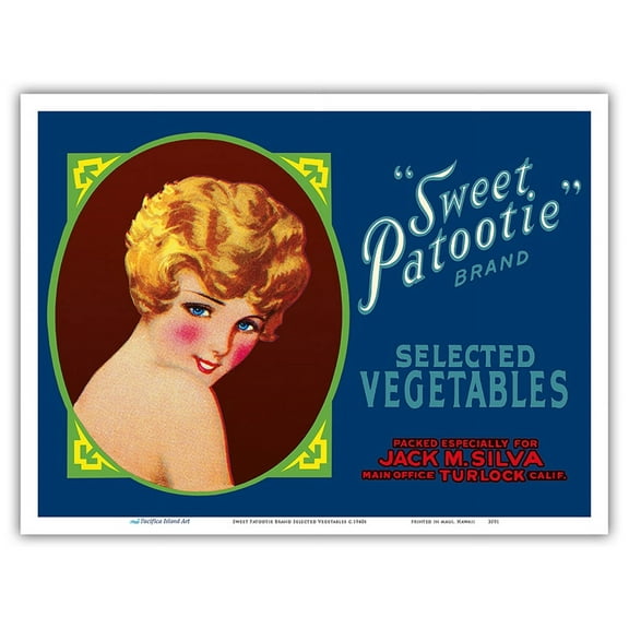 Sweet Patootie Brand Selected Vegetables - Vintage Fruit Crate Label c.1940s - Master Art Print (Unframed) 9in x 12in