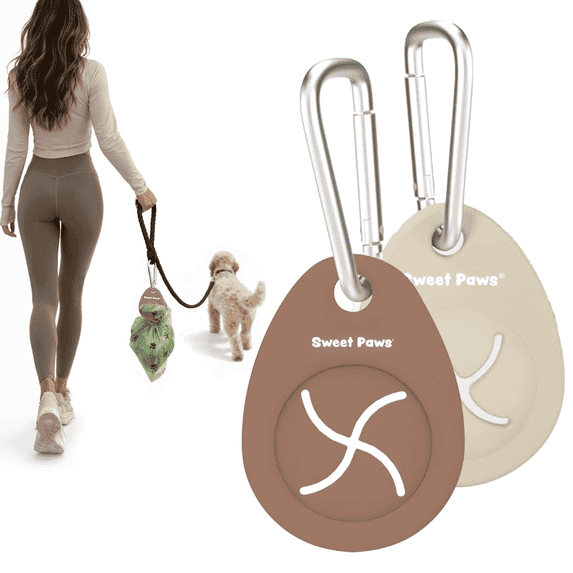 Sweet Paws Bag Charm Holder for Filled Dog Poop Bags - Brown/Cream