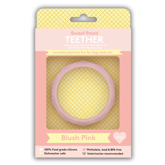 Sweet Paws Silicone Teether Toy for Dogs & Cats – Blush Pink – Non‑Toxic Chew Toy