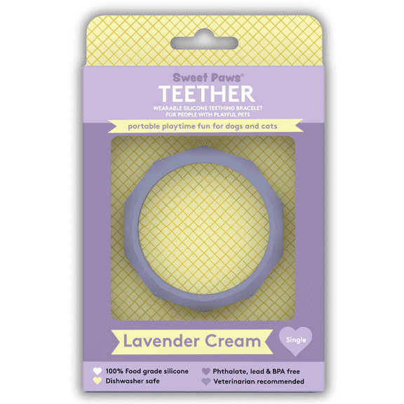 Sweet Paws Silicone Teether Toy for Dogs and Cats - Lavender Cream