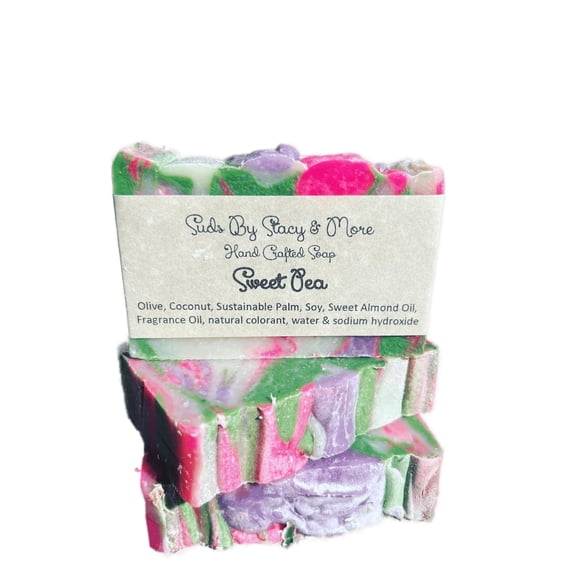 Sweet Pea - 4.8 - 5 ounce Handmade Face and Body Soap Bar