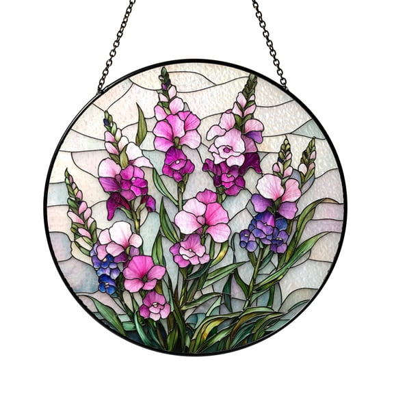 Sweet Pea Blossom Faux Stained Glass Window Cling Suncatcher, Gentle Floral Art for Kitchen or Living Space