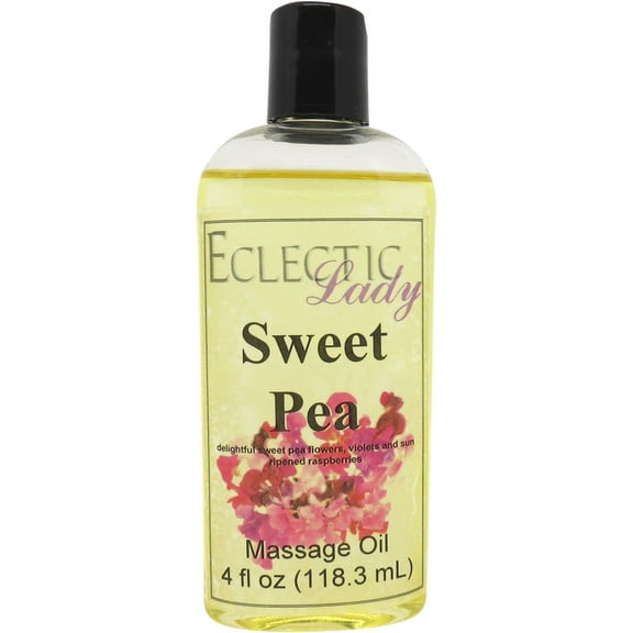Sweet Pea Massage Oil by Eclectic Lady, 4 oz, Sweet Almond Oil and Jojoba Oil