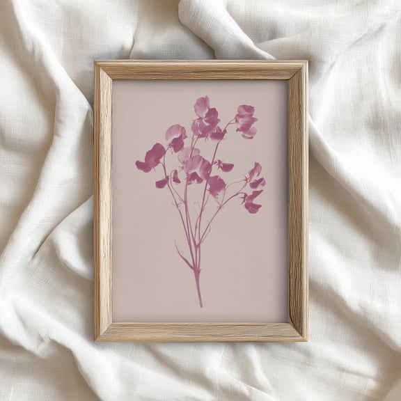 Sweet Pea Minimal Floral Wall Art, Unframed Paper Print Size 8x12