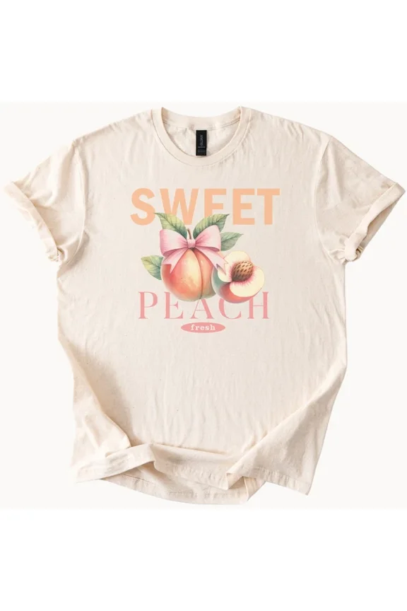 Sweet Peach Tee Fresh Fruit Shirt Summer Graphic Top Unisex S-5XL Hot Trending Shirt, Vintage Birthday Gift