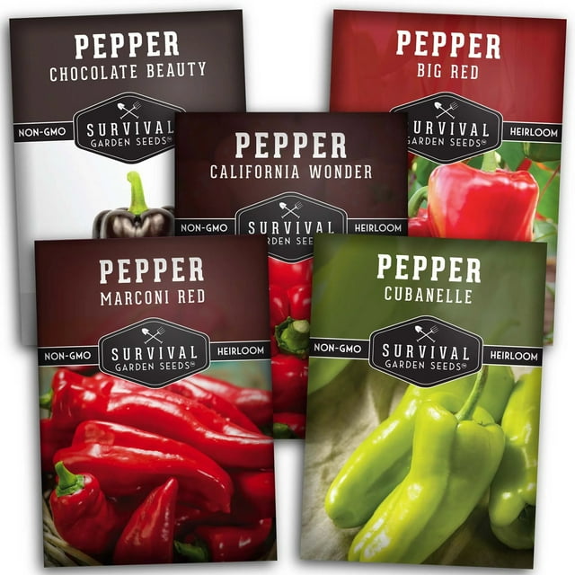 Sweet Pepper Seed Collection California Wonder Bell Marconi Red