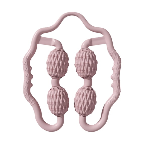 Sweet Pink 4-Wheel Ring Leg Massager, Adjustable U-Shaped Muscle Roller for Thigh & Calf, Pain Relief Massage Tool for Post-Workout Recovery