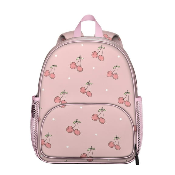 Sweet Pink Cherry Print Backpack, Small and Lightweight for School and Daily Use, Cute Aesthetic Fruit Design