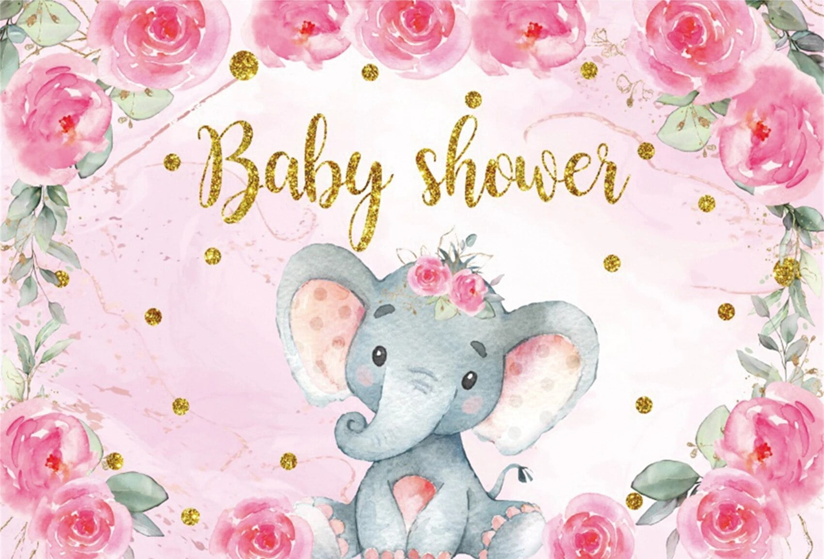 Sweet Pink Elephant Birthday Backdrop Newborn Baby Shower 1st Birthday  Party Banner Poster Customized Photography Background - Walmart.com, image size:1700x1154