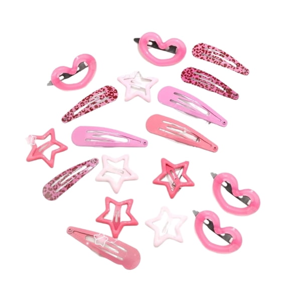 Sweet Pink Hair Clip 18PCS Unique 2000s Side Clip For Women Girl Party and Daily Wear Fashion Barrettes Styling Accessory