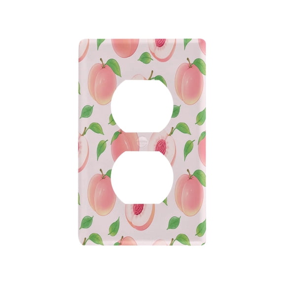 Sweet Pink Peach Pattern Decorative Wall Plate, Flame Retardant PC Plastic Light Switch & Outlet Cover with Mounting Screws Fits Duplex Outlets