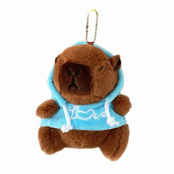Sweet Plush Hoodies Capybara Keychain Pendant Lovely Hangings Decorations Keyring Charm for Purse Bag Backpack Handbag