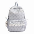 thumbnail image 1 of Sweet Polka Dot Backpacks Large Capacity Cute Lace Trim Backpack Soft Nylon Schoolbag Outdoor Travel Trip Backpack (Blue), 1 of 12