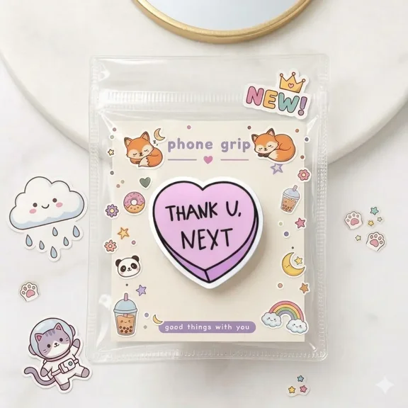 Sweet Pop Icon Heart Phone Grip, Kawaii Music Fan Phone Holder, Concert Aesthetic Gift, E-Reader Grip Accessory