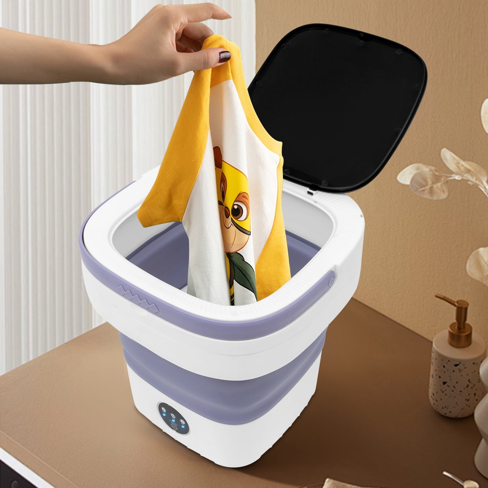 Sweet Potato Purple ABS+PP 1.8×11.8×13 Inch Folding Washing Machine Large Capacity Portable Mini Washing Machine