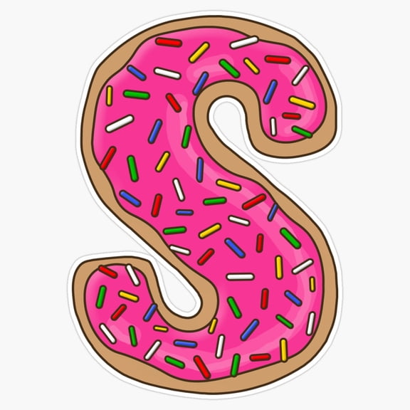 Sweet Powdered Sugar Glazed Doughnut Letter S Typography Initial Decal For Laptop Phone Sticker