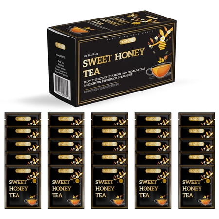 Sweet Premium Honey Infused Herbal Black Tea 25 Bags With Real Pure Honey - Caffeinated