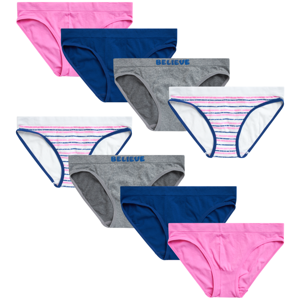 Sweet Princess Girls' Nylon/Spandex Seamless Bikini Underwear Panties (8 Pack)