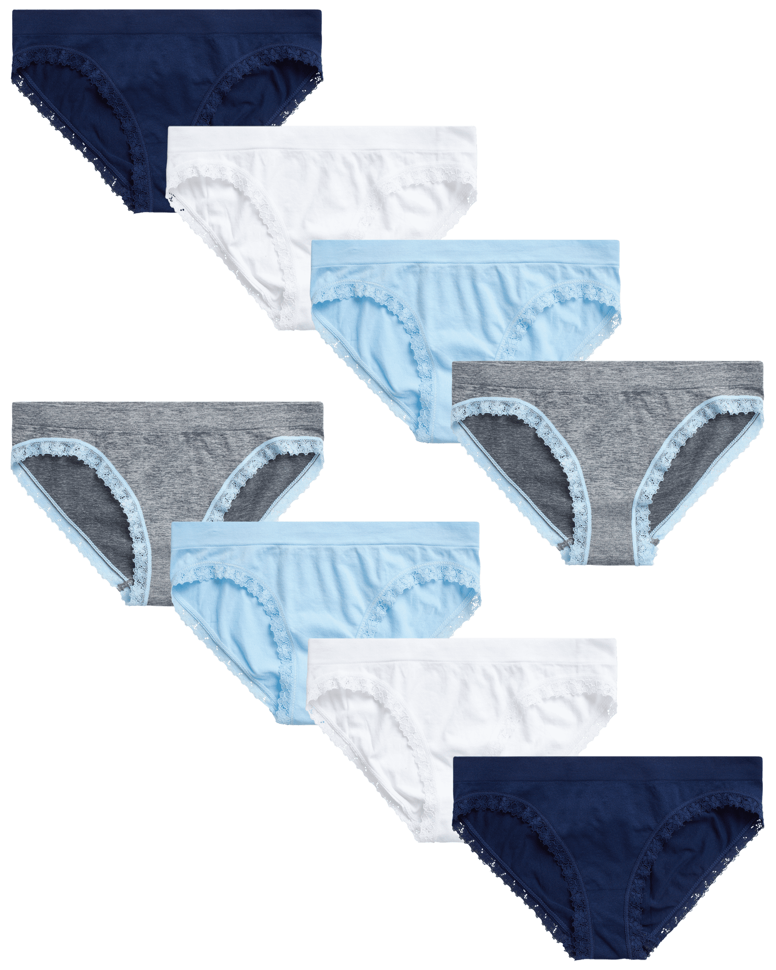 Sweet Princess Girls' Nylon/Spandex Seamless Bikini Underwear Panties (8 Pack)