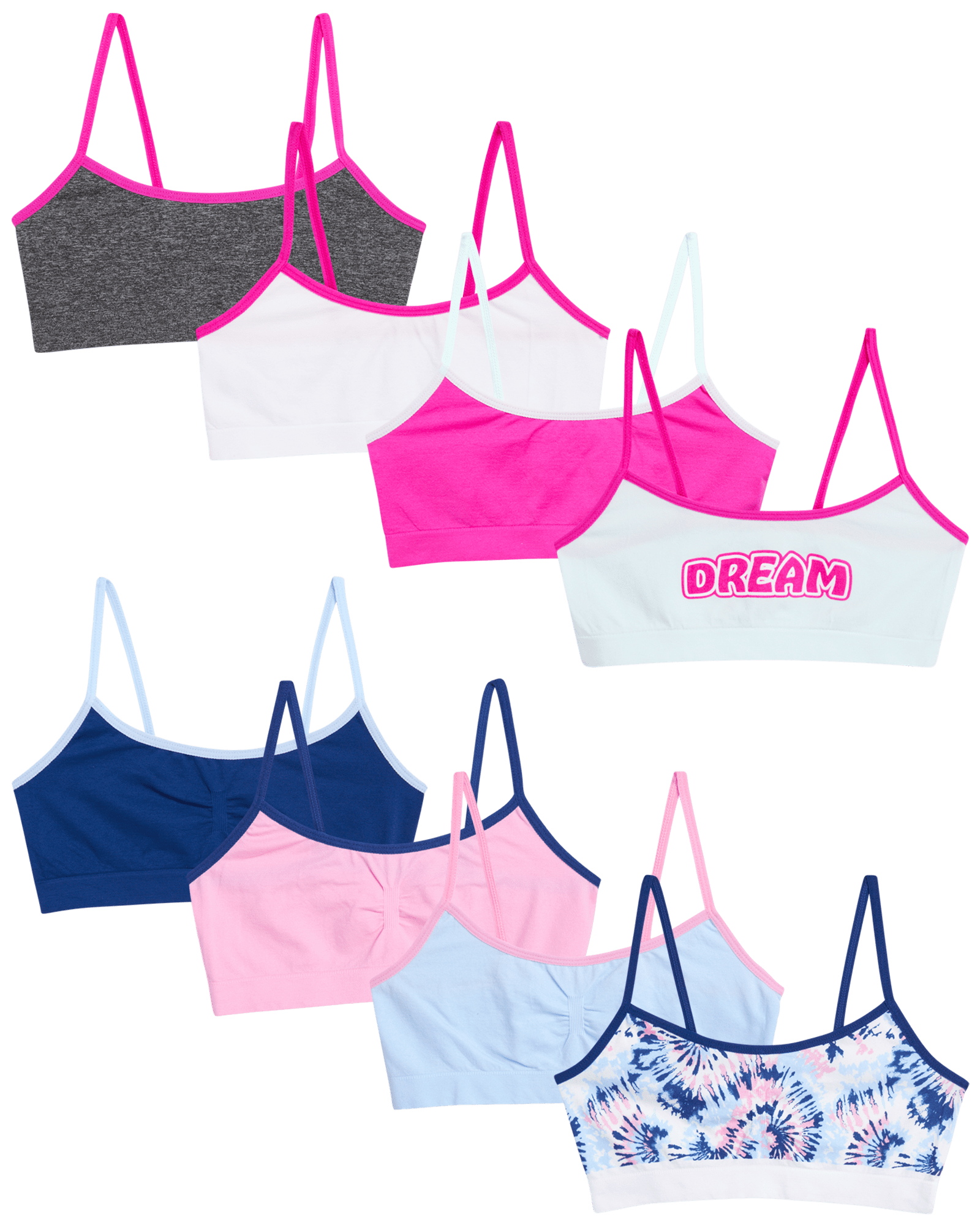 Sweet Princess Girls’ Training Bra 8 Pack Seamless Crop Cami Bralette