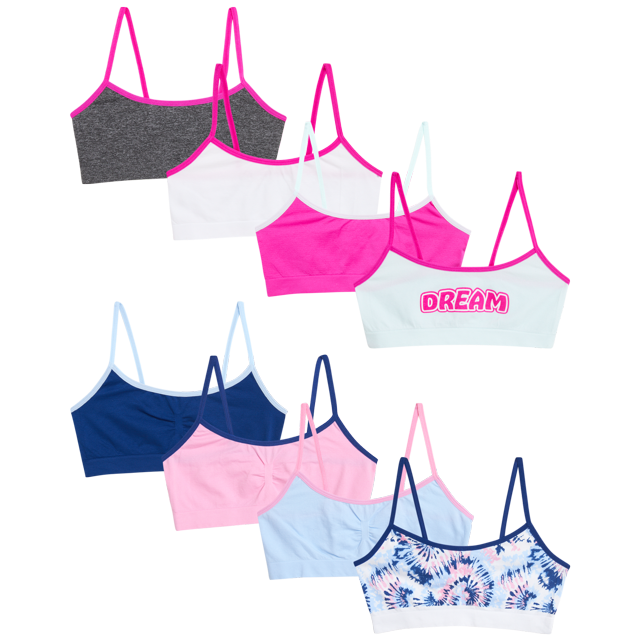 Sweet Princess Girls’ Training Bra 8 Pack Seamless Crop Cami Bralette