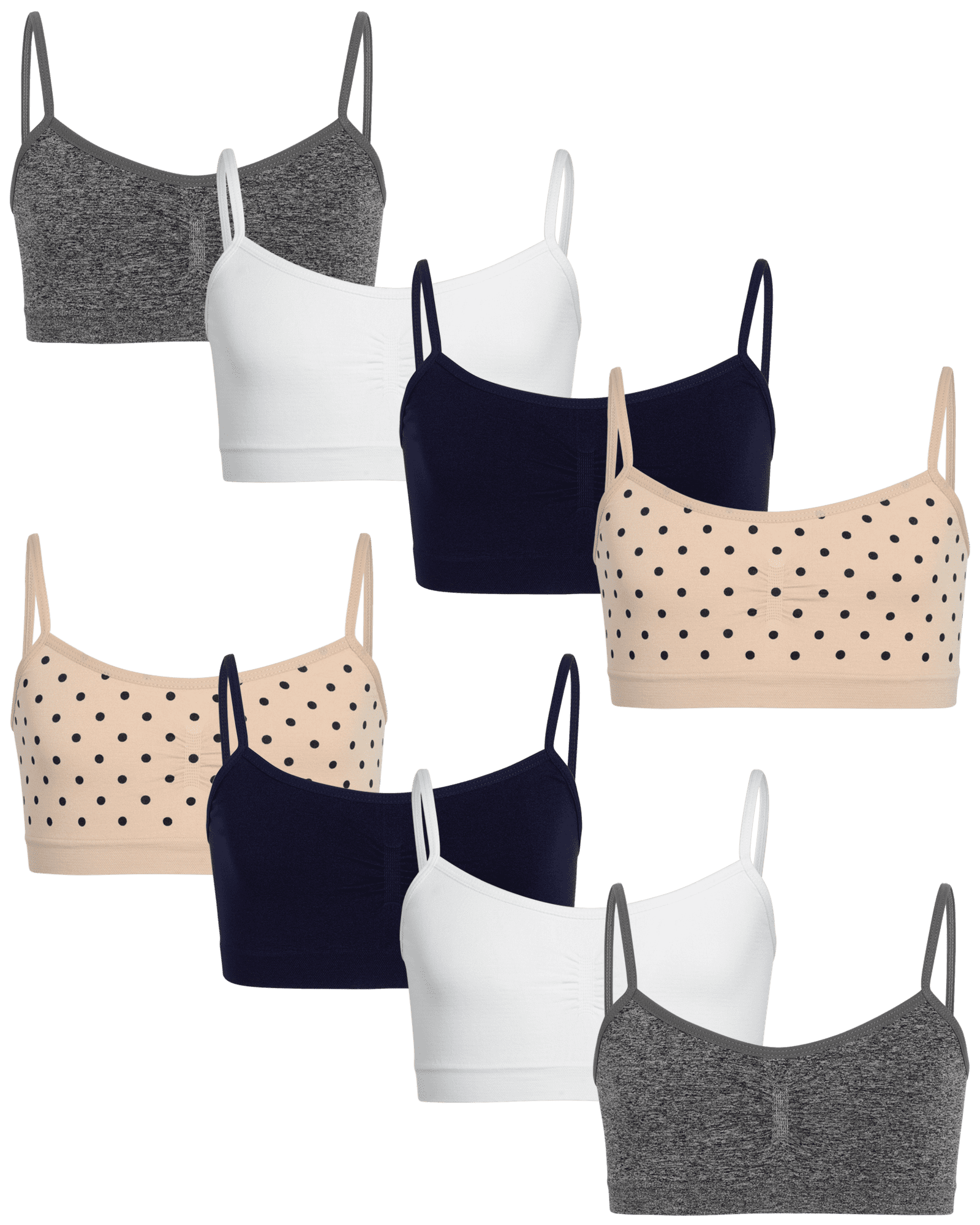 Sweet Princess Girls’ Training Bra 8 Pack Seamless Crop Cami Bralette