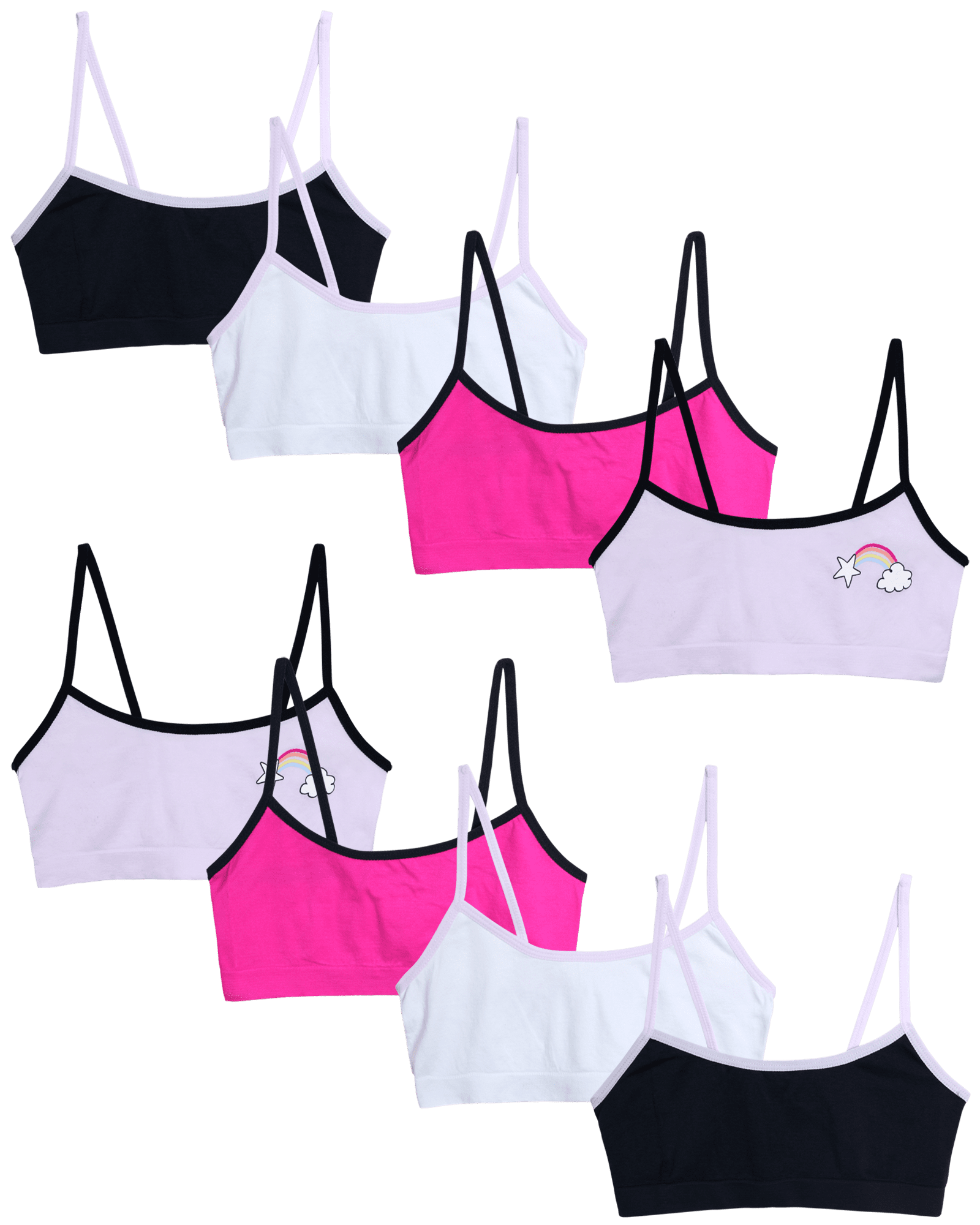 Sweet Princess Girls’ Training Bra 8 Pack Seamless Crop Cami Bralette