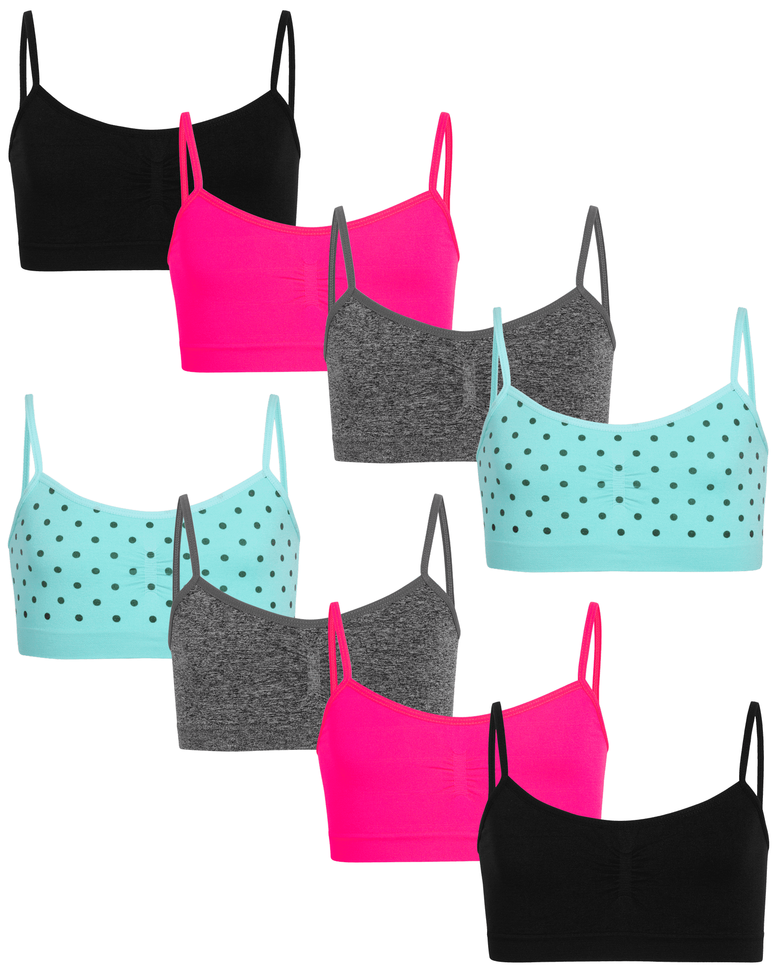 Sweet Princess Girls’ Training Bra 8 Pack Seamless Crop Cami Bralette