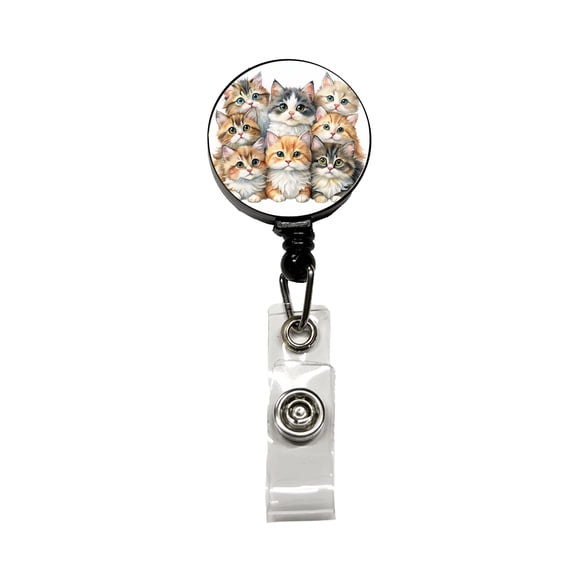 Sweet Ragamuffin Cats Retractable Reel ID Badge Key Card Name Tag Holder with Clip