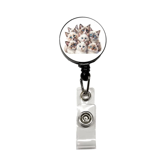 Sweet Ragdoll Cats Retractable Reel ID Badge Key Card Name Tag Holder with Clip