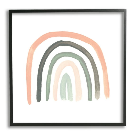 Sweet Rainbow Arches Soft Green Pink Pastels Abstract Framed Art Print Wall Art, 17x17