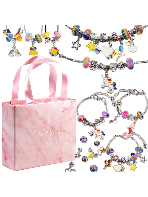 Sweet Rainbow Bead Bracelet for Girls Cute Charm Jewelry Gift Idea