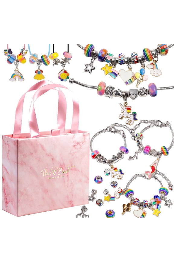 Sweet Rainbow Bead Bracelet for Girls Cute Charm Jewelry Gift Idea