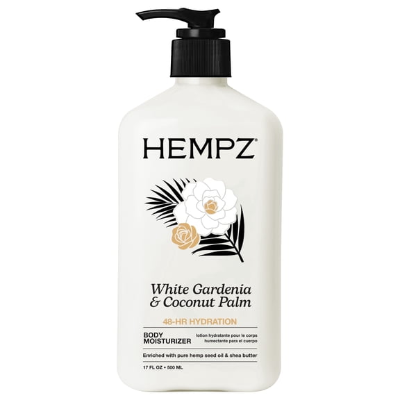 Hempz White Gardenia & Coconut Palm Daily Moisturizing Body Lotion for Dry Skin, 17 fl oz