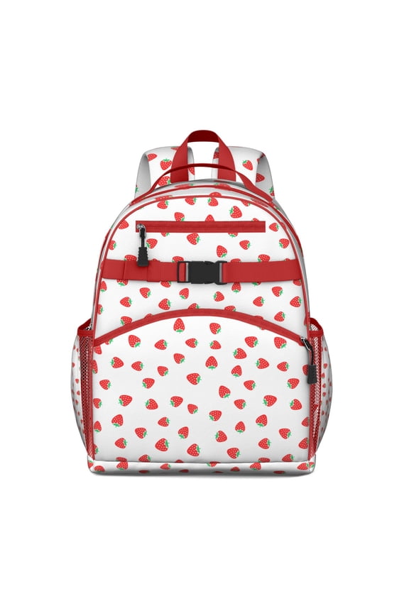 Sweet Red Berry Student Backpack with Kawaii Strawberry Lover Design Lightweight and Spacious School Book Bag for Student and Students
