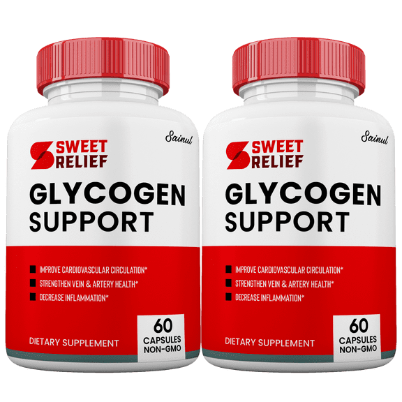 Sweet Relief Glycogen Control Capsules, Blood Vessel Supplement, All-Natural Blood Support (2 Pack)