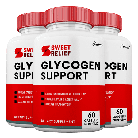 Sweet Relief Glycogen Control Capsules, Blood Vessel Supplement, All-Natural Blood Support (3 Pack)