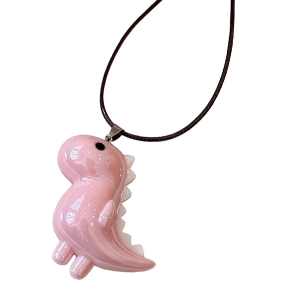Sweet Resin Dinosaur Charm Necklace Vintage Style Long Neckchain for Women Men