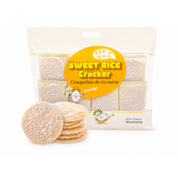 Sweet Rice Crackers, Light Crispy Korean Snack, Individually Wrapped, Delicately Sweet Rice Cookies, 10.29 oz (292g), 27 Count