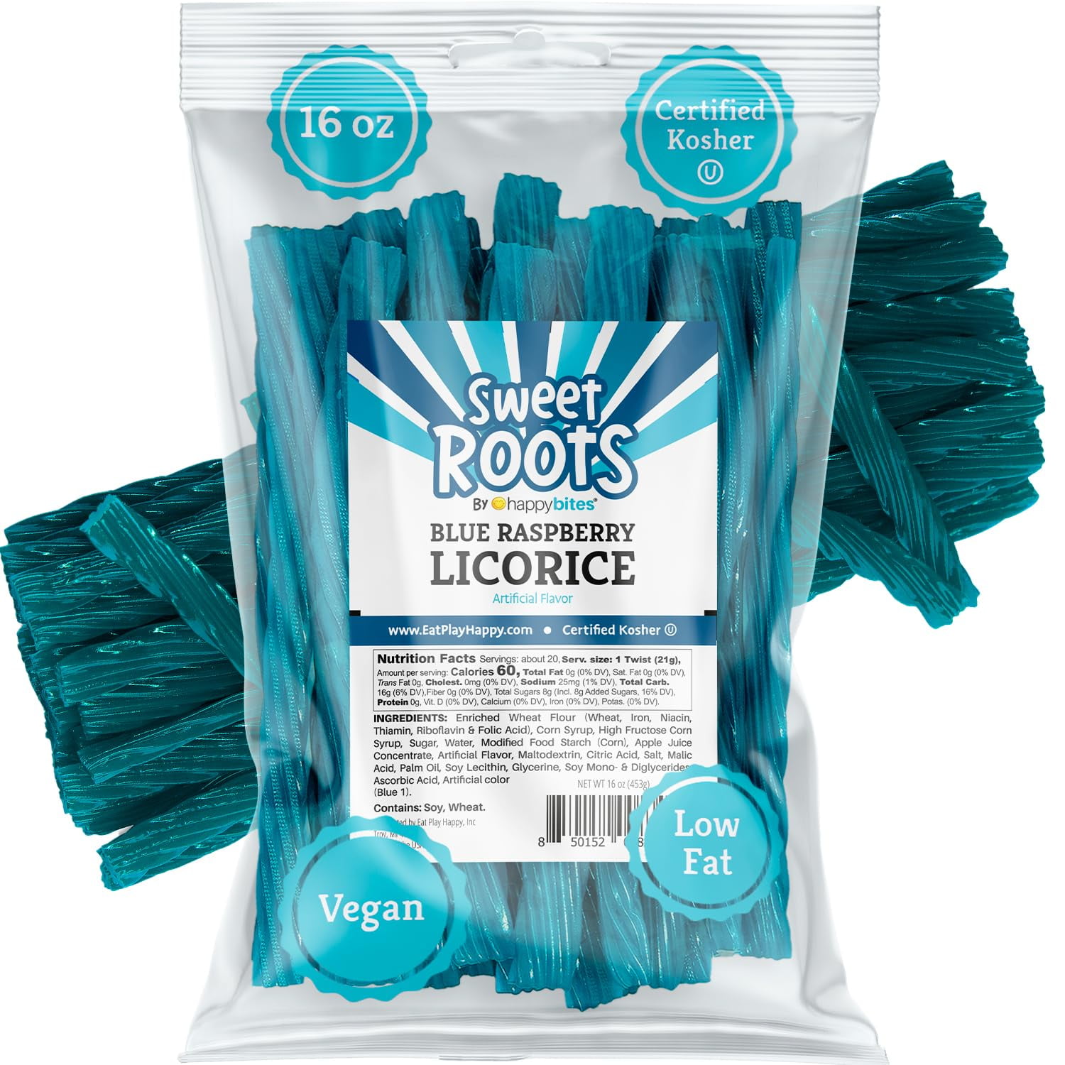 Sweet Roots by Happy Bites Blue Raspberry Licorice Twists (16 oz