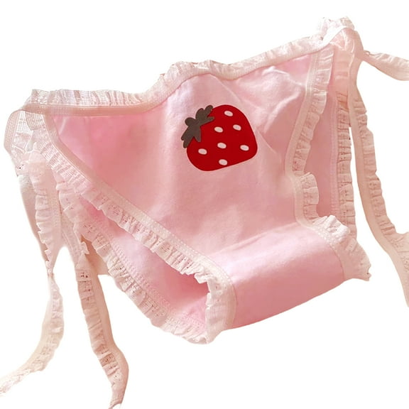 Sweet Ruffle Lace Trim Panties Japanese Adjustable Ribbon Side Tie Women's Panties Underwear Bowknot Briefs Lingerie