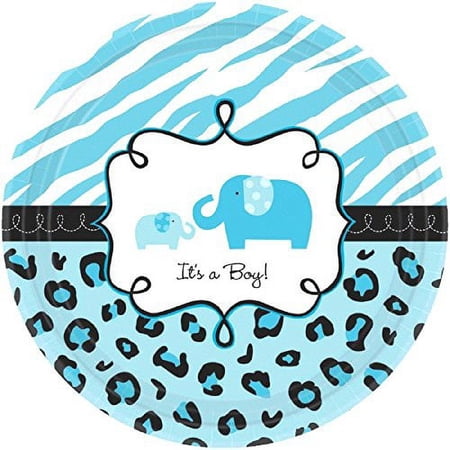 Sweet Safari Boy Jungle Animal Blue Baby Shower Party 7" Paper Dessert Plates