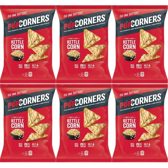 Sweet and Salty Kettle Corn, Carnival Kettle Crispy and Crunchy Popped Corn Chips, Gluten-Free, 5oz Bag (Pack of 6, Total of 30 Oz)