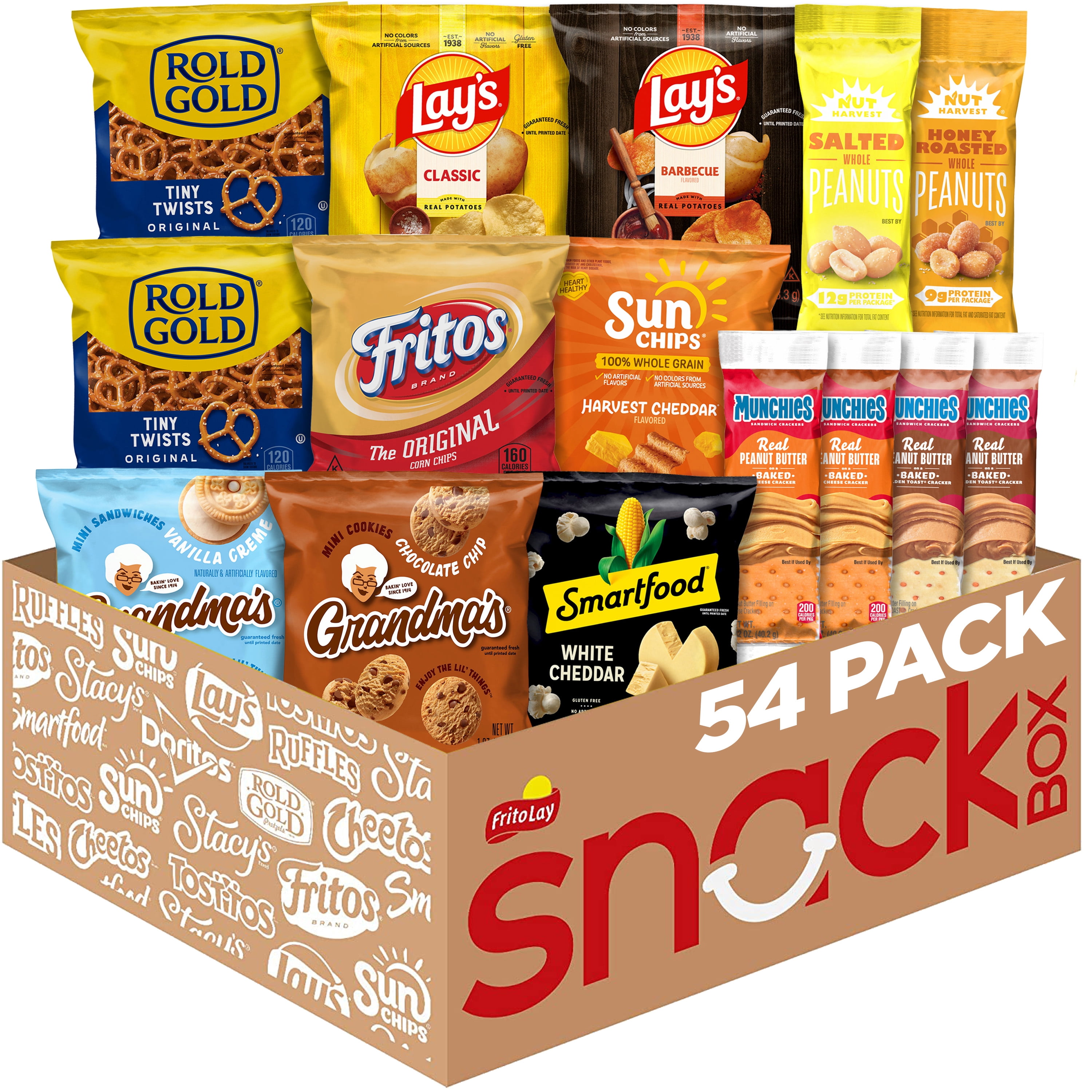 Frito-Lay Sweet & Salty Snacks Variety Box, Mix of Cookies, Crackers, Chips & Nuts, 54 Count