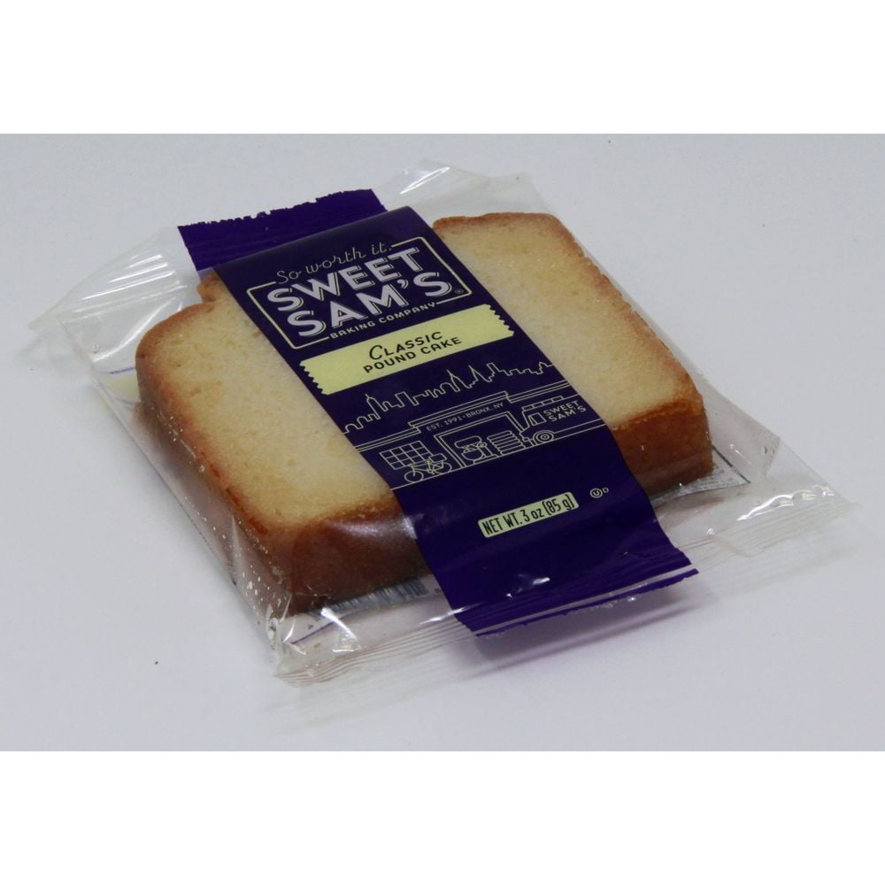 Sweet Sams Individually Wrapped Classic Pound Cake -- 12 per case.